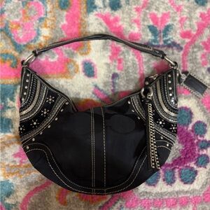 Black Coach Embellished mini hobo Bag